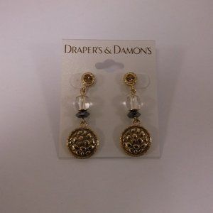 GOLD AND BROWN NECKLACE   MATCHING PIERCED EARRING